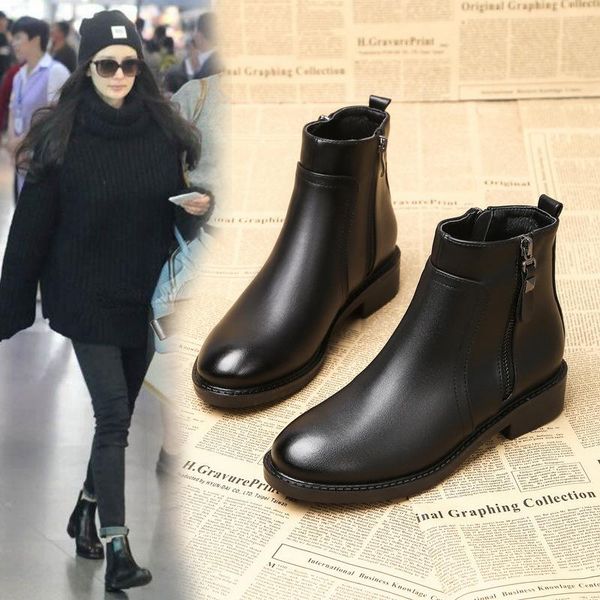 

boots small short women 20211 women's shoes autumn and winter korean style sboots flat bare bboots, Black
