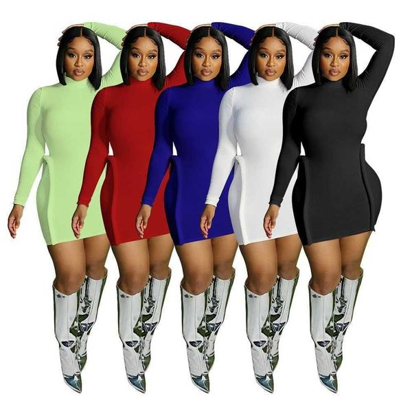 2023 Outono Sexy Manga Longa Vestido Decoração Linha Brilhante Canelado Vestidos De Malha Magro Roupas Femininas Streetwear Solid Night Clubwear