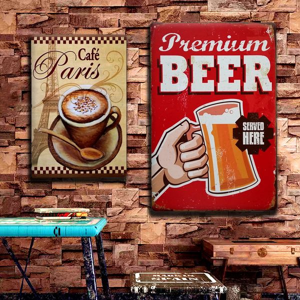 

chic cocktail lounge tin sign decoracion moderno shabby chic ice cold beer metal iron painting sign for pub sweet home decor