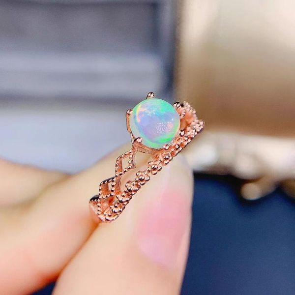 

cluster rings meibapj natural opal gemstone fashion for women real 925 sterling silver charm fine wedding jewelry, Golden;silver