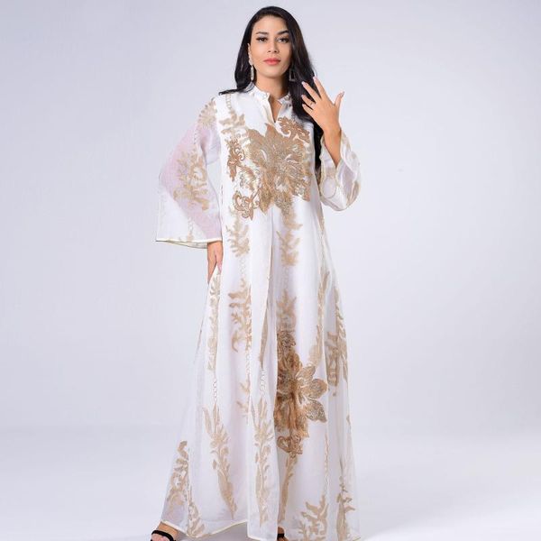 

ethnic clothing 2021 middle east gold bead embroidered gauze muslim women dubai arab eid abaya, Red