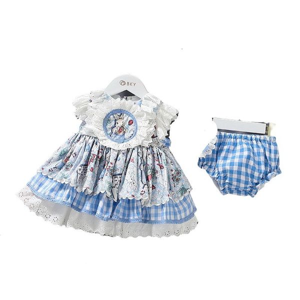 

clothing sets summer kids girls blue plaid bow princess es lolita style birthday children clothes e1207 3rrs, White