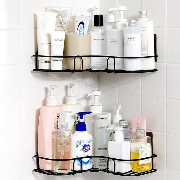 

storage baskets 1/2pcs wall mount no drilling iron bathroom shelf shampoo place holder with suction cup and hook up for shower room tool