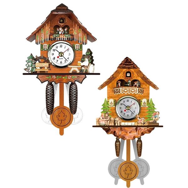 

pcs antique wooden cuckoo wall clock bird time bell swing alarm watch home art decor 002 & 006 clocks