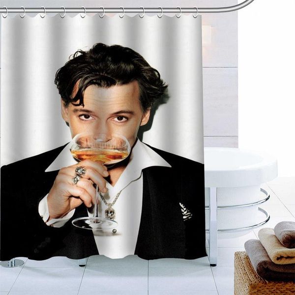 

shower curtains 100% polyester fabric custom johnny depp curtain modern bathroom waterproof with hook bath 0331