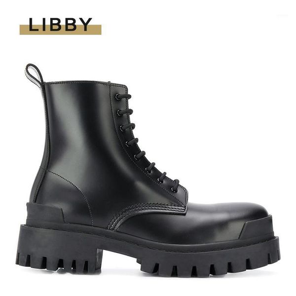

boots designer women shoes round tou chunky sole flat platform ankle for lace up 2021 winter warm casual1, Black