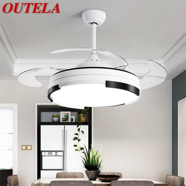 

electric fans outela ceiling fan with lights remote control 3 colors led modern decorative for home living room dining bedroom restaurant