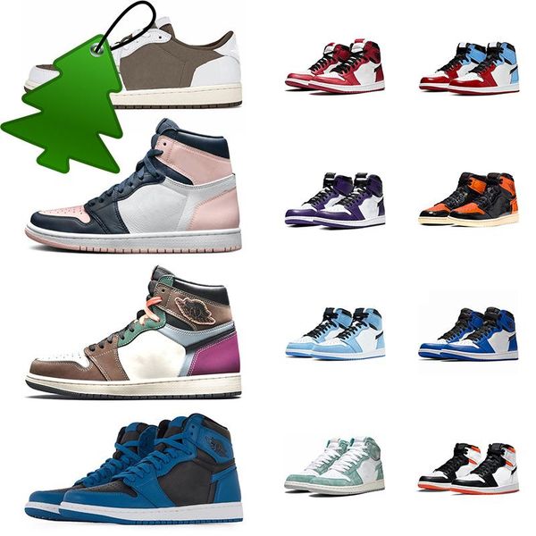 

reverse mocha original jumpman 1 basketball shoes hand crafted dark marina blue bubble gum bordeaux university 1s high og men women retro c, Black