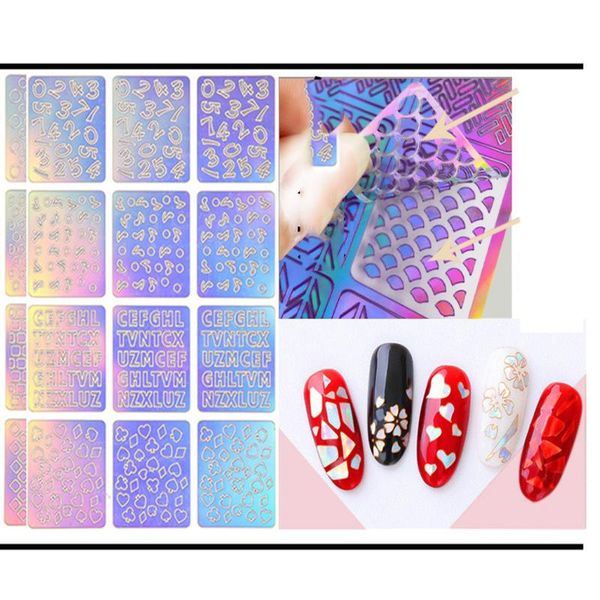 

magic color laser hollow nail art sticker printing template large painted tool kits