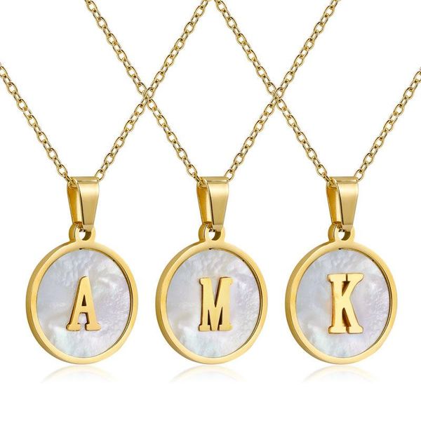 

pendant necklaces 2021 minimalist gold color 26 az letter for women shell necklace, Silver
