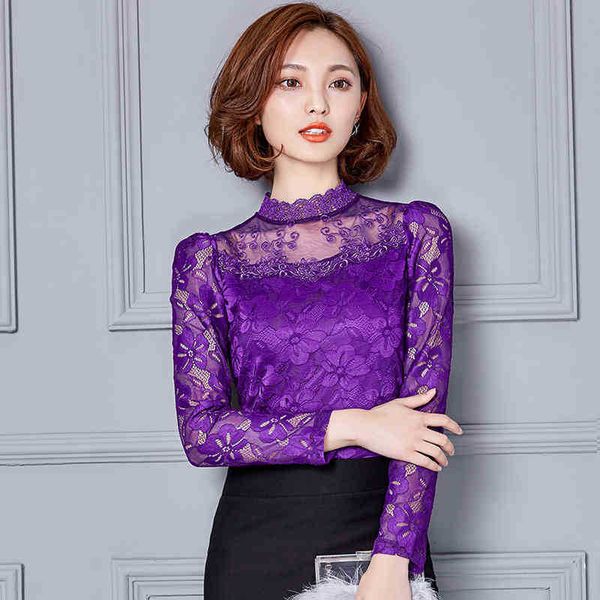 

women's blouses & shirts blusas mujer de moda womens white shirt lace hollow out stand long sleeve plus size 23 g4op