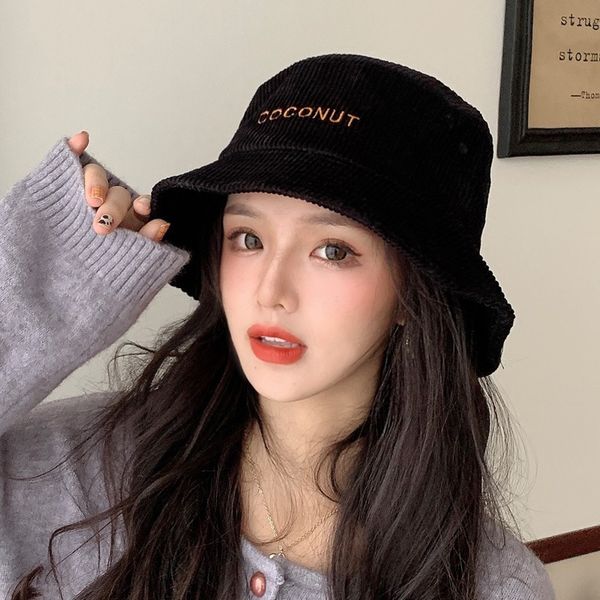 

corduroy fisherman's hat women autumn and winter for men, Black;white