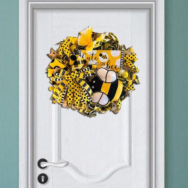 

round wreaths simulation leaf bee sunflowerwreath artificial garland hanging pendants wedding spring decoration decorative flowers &