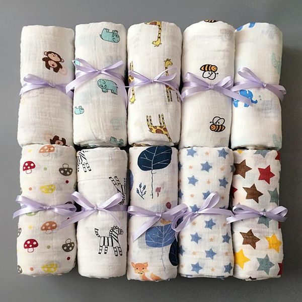 

blankets & swaddling 100% cotton born muslin baby receiving blanket swaddles bath gauze infant wrap sleepsack stroller cover play mat big di