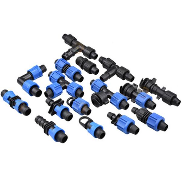 

watering equipments 16mm drip tape connectors 5/8" greenhouse irrigation thread locked garden system pipe fittings 30pcs