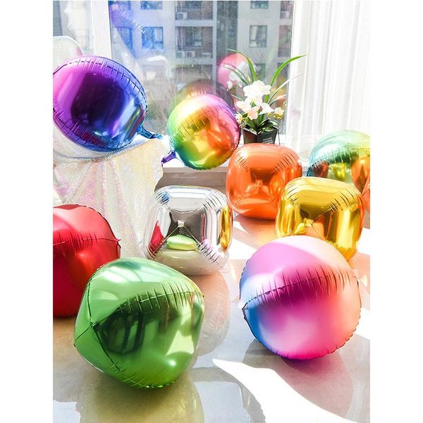 

party decoration 20pcs 22inch gradient 4d round shaped foil balloons wedding birthday year decorations helium inflatable baloons