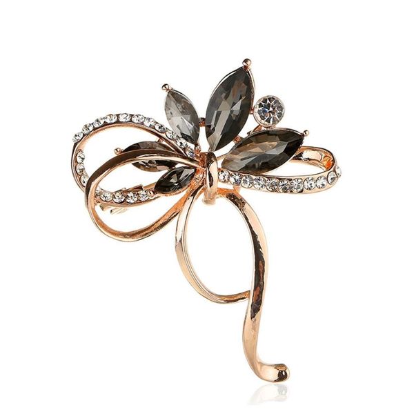 

alloy bow with diamond brooch women's korean crystal pin clothing accessories, Gray