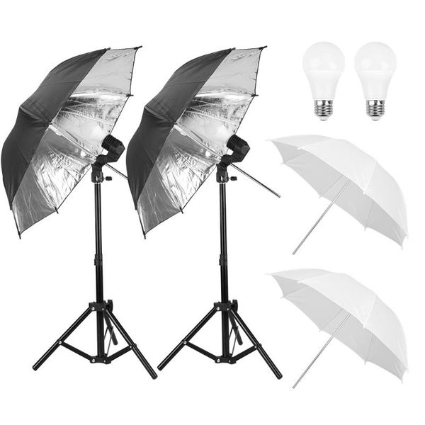 

2pcs mini umbrella lighting kit 9w 3000k/6400k led bulb po continuous reflector light e27 socket for jewelry cosmetic & studio accessor acce
