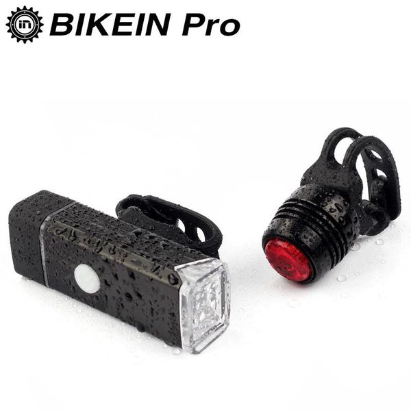 

bike lights bikein night riding led front light + rear taillight usb rechargeable lantern for mtb accessories