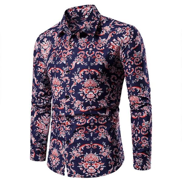 

men's casual shirts vicabo male blouses slim fit long sleeve floral shirt button up winter autumn formal party blouse, White;black