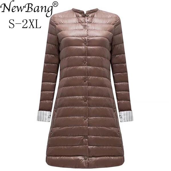 

bang ultra light down jacket women portable female winter long feather slim parkas stand collar womens s 210923, Black