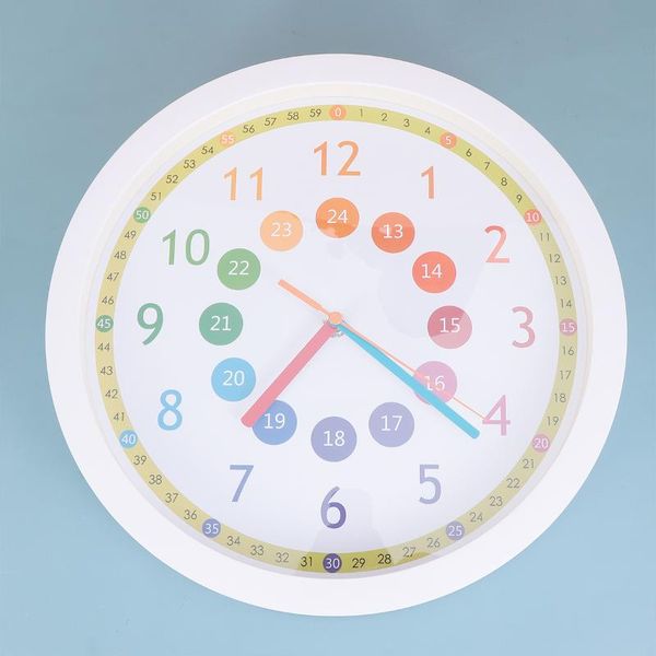 

wall clocks kid clock cartoon mute colorful funny simple home hanging for girl boy (white)