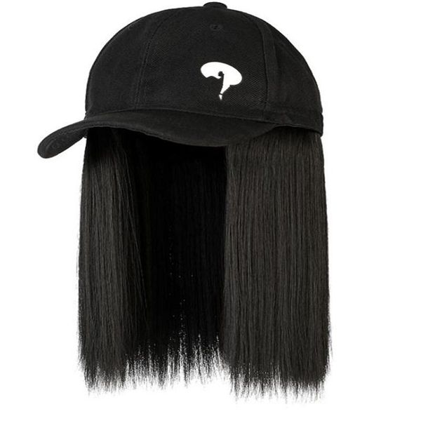 

ball caps baseball cap collarbone hair body short straight wig sun hat, Blue;gray