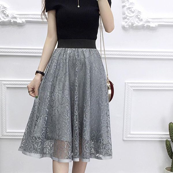 

skirts women summer lace mesh skirt korean tulle transparent beach cover up high waist short pencil, Black