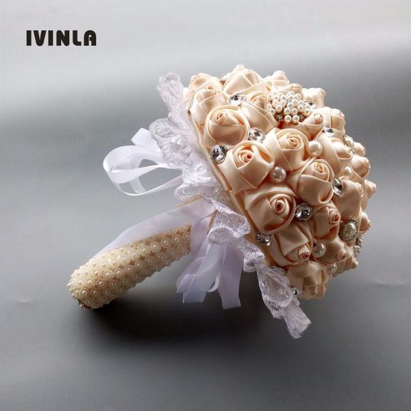 

selling cream wedding bouquet bridesmaids flowers with crystal for decoration decorative & wreaths