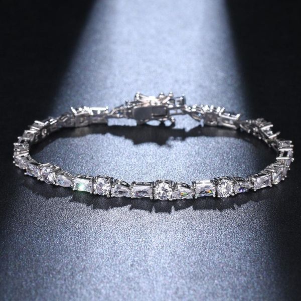 

charm bracelets orztoon retro inlaid irregular zircon chain for women fashion gold silver color bracelet trendy female wedding jewelry, Golden;silver