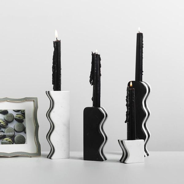 

candle holders black and white matching colors wave shape holder decoration marble el living room dining home furnishings