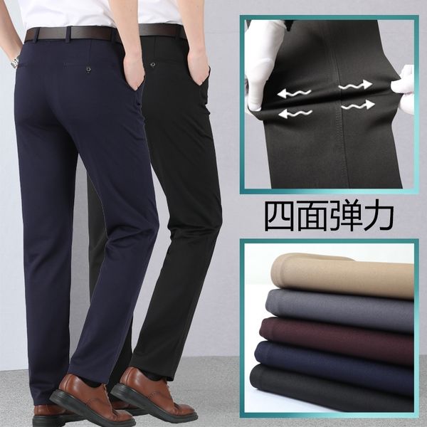 

thin spring summer sales trousers and old leisure high waist long middle-aged men's pants elastic dad, Black
