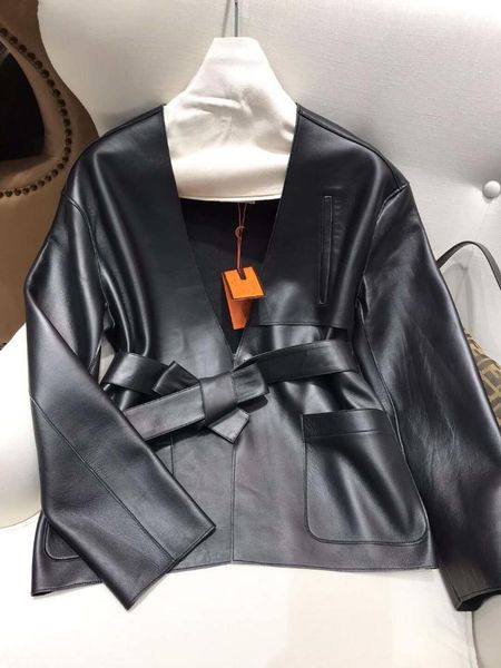 

women's leather & faux women coat 100% sheepskin jacket 2021 fashion natural h1025, Black