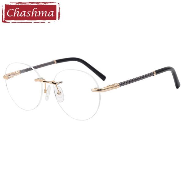 

fashion sunglasses frames chashma rimless pure titanium frame round eyewear men quality prescription optical glasses spectacles anti blue ra, Black