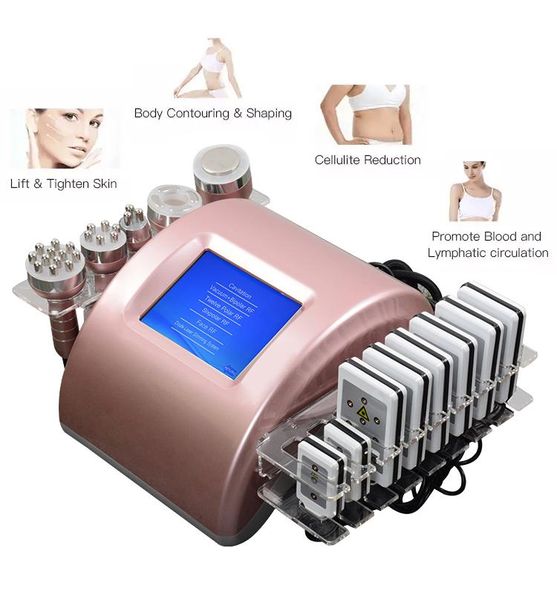 Prezzo di fabbrica 6 in 1 RF Lipolaser 40k Cavitazione Macchina dimagrante Dispositivo di bellezza Sistema di liposuzione ad ultrasuoni sottovuoto 2 anni di garanzia