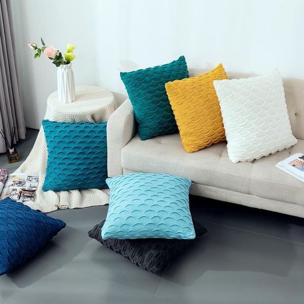 

cushion/decorative pillow nordic knitted fish scale cushion cover solid color decorative pillows for sofa home decoration stereoscopic cushi