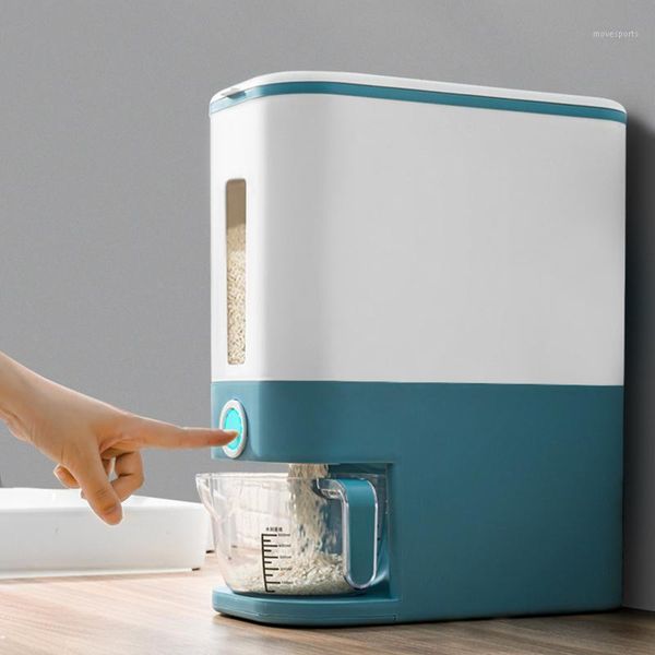

automatic plastic rice out bucket thickened cereal dispenser pest-proof waterproof coarse grain tank airtight container storage bottles & ja