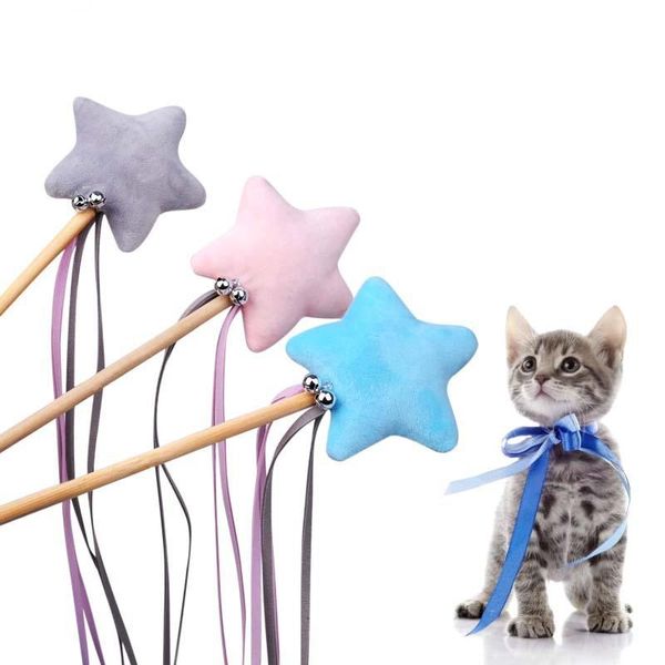 

cat toys pet toy interactive funny teaser wand training kitten stick feather wooden 1