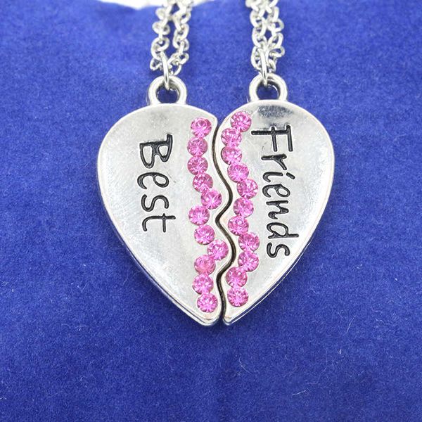 

love english pendant alloy necklace fashion two diamond friends necklace, Silver