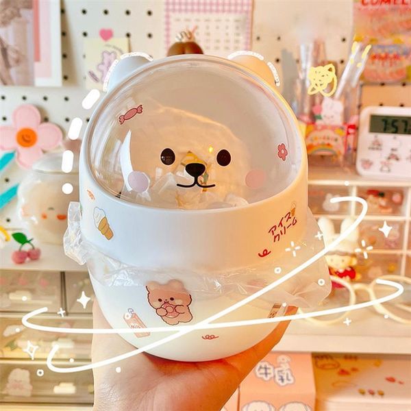 

waste bins ins cute mini flip garbage storage bucket desktrash can with lid pen holder home supplies