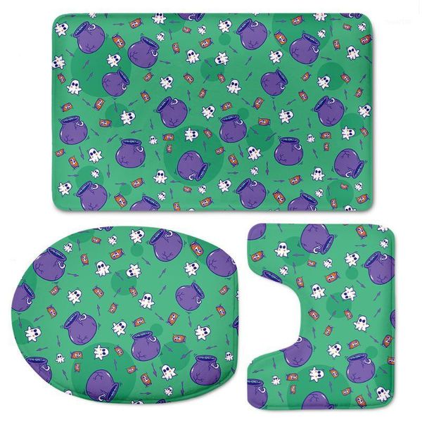 

toilet seat covers soft flannel bathroom contour rugs set of 3 hallowmas festival print shaggy non slip bath mat u-shaped floor rug/cover1