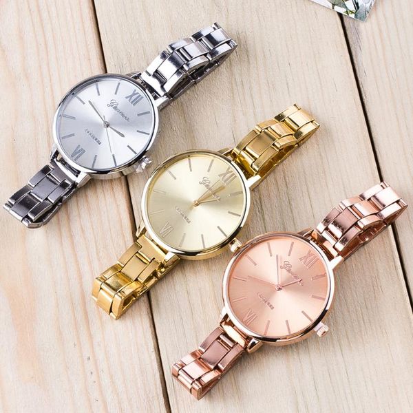 

wristwatches women men retro design alloy band analog quartz wristwatch luxury watch stainless steel 2021fashion, Slivery;brown