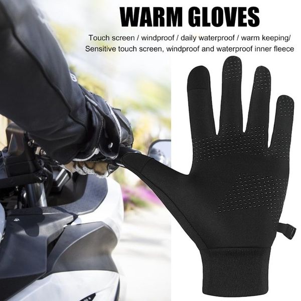 

winter warm gloves touch screen cycling outdoor motorcycle anti slip mittens biking portableÂ dustproof part, Black