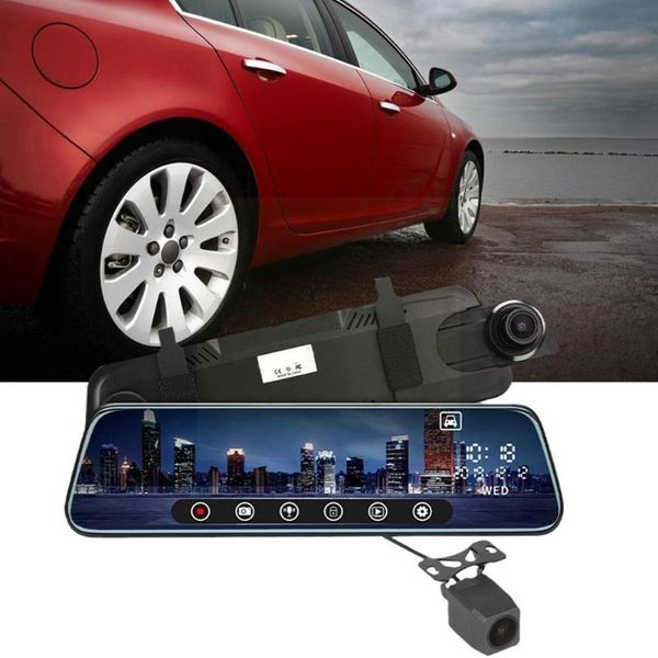 

car rear view cameras& parking sensors touchs screen camera 10 inch mirror driving recorder dual dvr reversing video lens d2e2