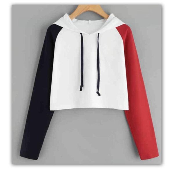 

autumn and winter hoodie women's casual solid color hooded long sleeve pullover short sweatshirt hoodies & sweatshirts, Black