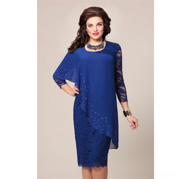 

u8qj large solid lace stitching elegant 7 4 sleeve slim evening plus size dresses fitting evening women's dress