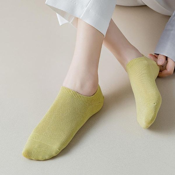 

socks & hosiery 1 pair women non-slip invisible summer solid color thin mesh breathable ankle boat female cotton, Black;white