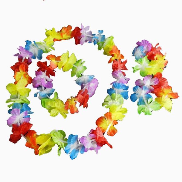 

decorative flowers & wreaths 4 pieces set garland necklace fancy dress party hawaii beach fun hawaiian flower leis garlands