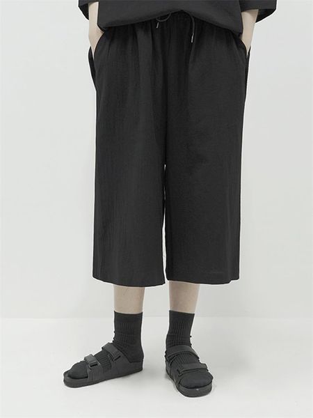 

men's pants classic simple black solid color couples with the same straight tube casual loose size 7in wide leg