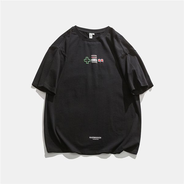 

no vulgarity, 2021 summer new printed short sleeve t-shirt, personalized men's base, off shoulder casual tee, White;black